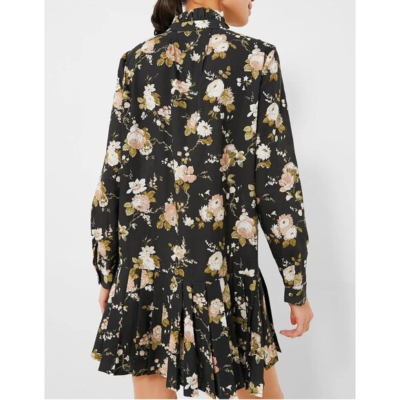 New Tuckernuck Tate Linen Blend Floral Mini Shirtdress Midnight Garden XS $228 - Picture 2 of 11